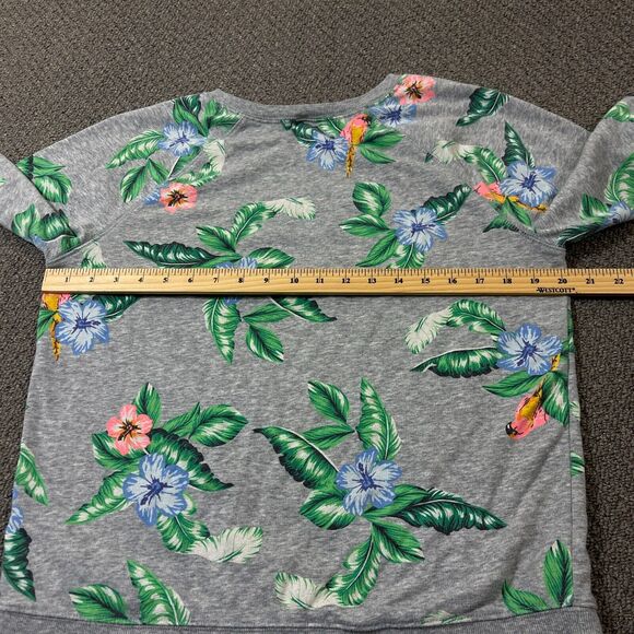 Old Navy Sweater Womens Size M Gray Floral Print Pullover Crew Neck Long Sleeve - Picture 5 of 8